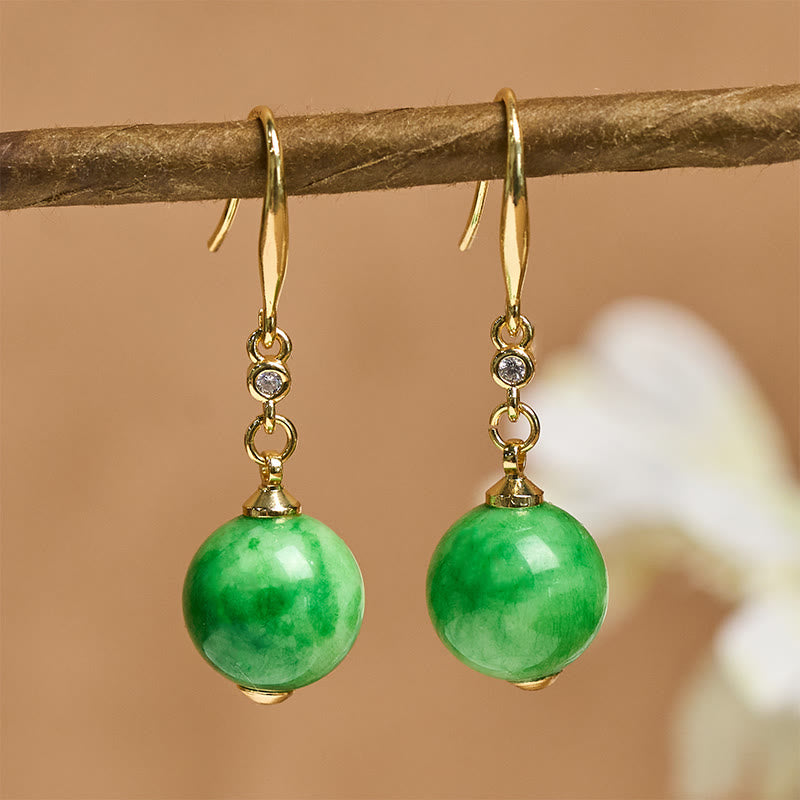 Buddha Stones Boucles d'oreilles Force et Courage en argent sterling 925 et calcédoine verte - image 2