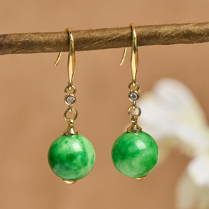 Buddha Stones Boucles d'oreilles Force et Courage en argent sterling 925 et calcédoine verte - image 2
