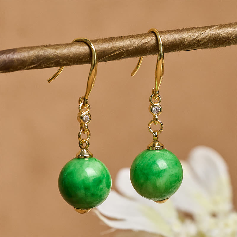 Buddha Stones Boucles d'oreilles Force et Courage en argent sterling 925 et calcédoine verte - image 1