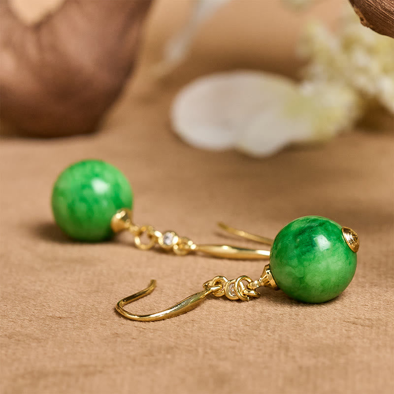 Buddha Stones Boucles d'oreilles Force et Courage en argent sterling 925 et calcédoine verte - image 4