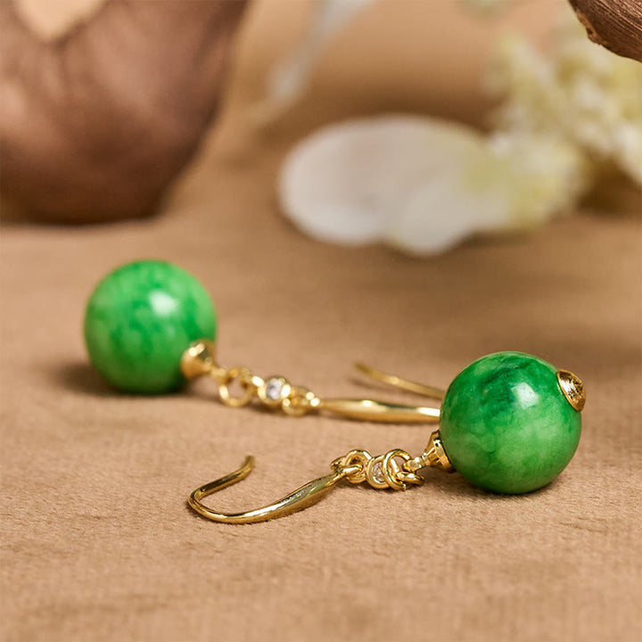 Buddha Stones Boucles d'oreilles Force et Courage en argent sterling 925 et calcédoine verte - image 4
