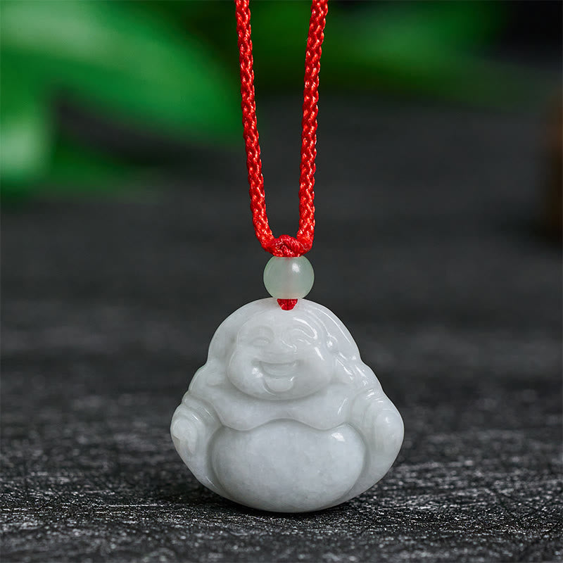 Collier Buddha Stones rieur en jade, symbole de prospérité - Bouddha rieur de Jade - image 0