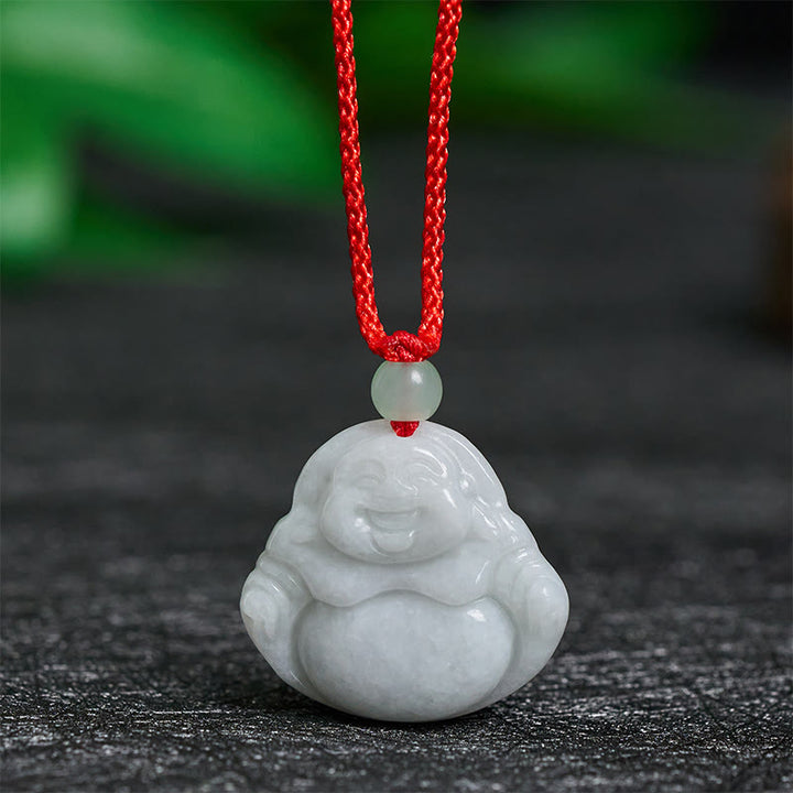 Collier Buddha Stones rieur en jade, symbole de prospérité - Bouddha rieur de Jade - image 0