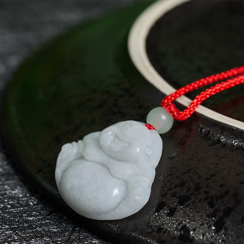 Collier Buddha Stones rieur en jade, symbole de prospérité - image 2