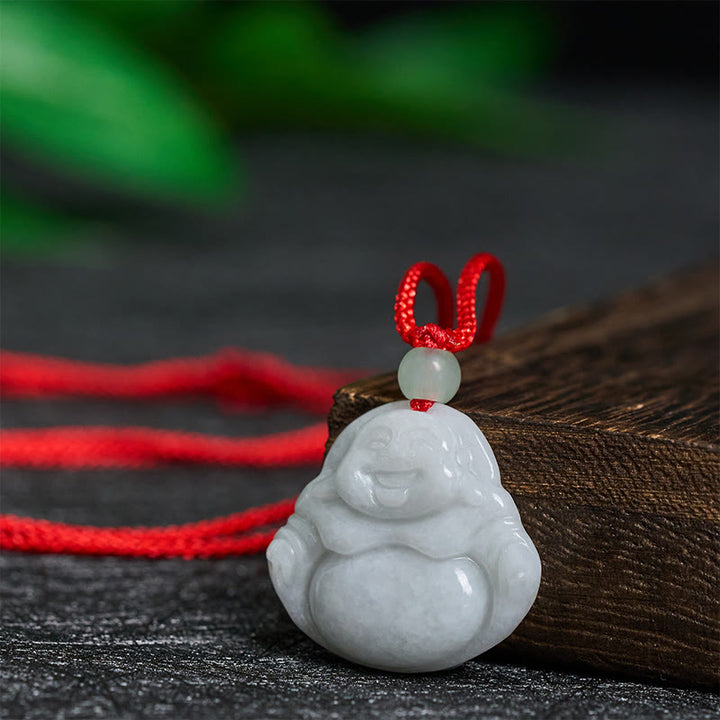 Collier Buddha Stones rieur en jade, symbole de prospérité - image 1