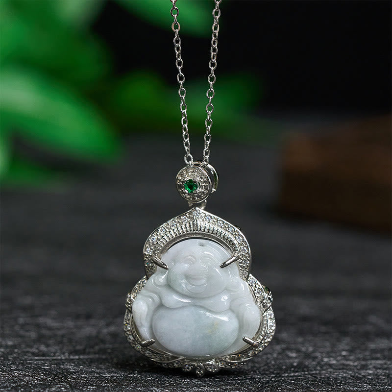 Buddha Stones Pendentif Bouddha rieur en jade, symbole d'abondance - Bouddha rieur de Jade - image 0