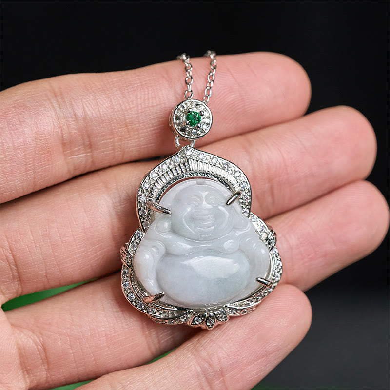 Buddha Stones Pendentif Bouddha rieur en jade, symbole d'abondance - image 3