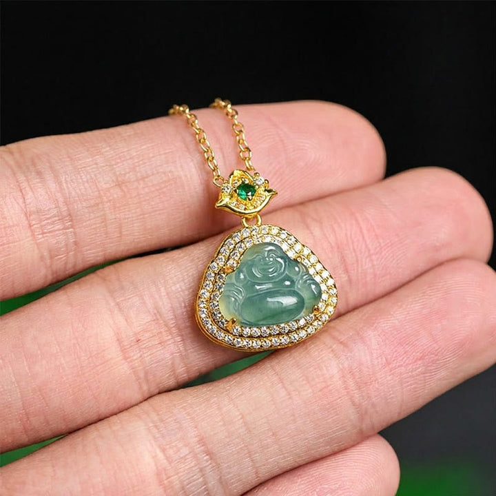 Buddha Stones Pendentif Bouddha rieur en jade, porte-bonheur et prospérité - image 3