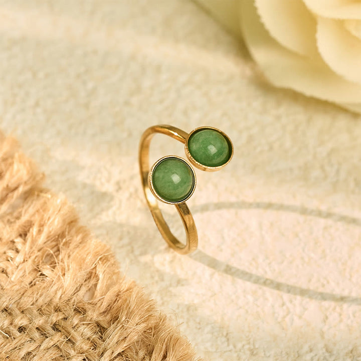 Buddha Stones Bague Balance Calm en acier titane - Perle verte en acier titane (réglable) - image 0