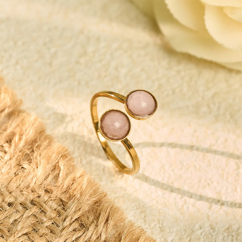 Buddha Stones Bague Balance Calm en acier titane - Perle rose en acier titane (réglable) - image 8