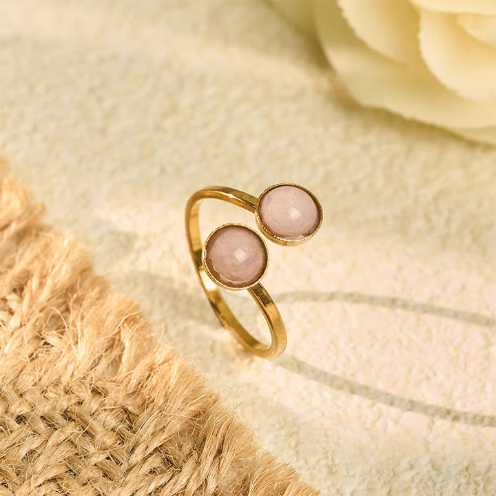 Buddha Stones Bague Balance Calm en acier titane - Perle rose en acier titane (réglable) - image 8