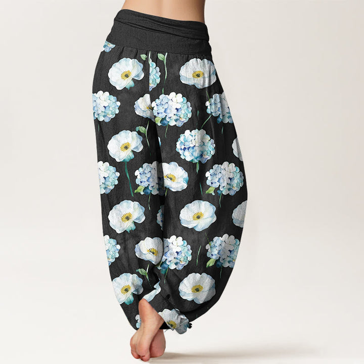 Buddha Stones Pantalon harem pour femme en coton frais et élégant à motif floral et taille élastique - image 6