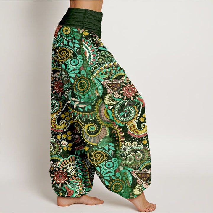 Buddha Stones Pantalon harem pour femme en coton à motif cachemire traditionnel et taille élastique - image 7