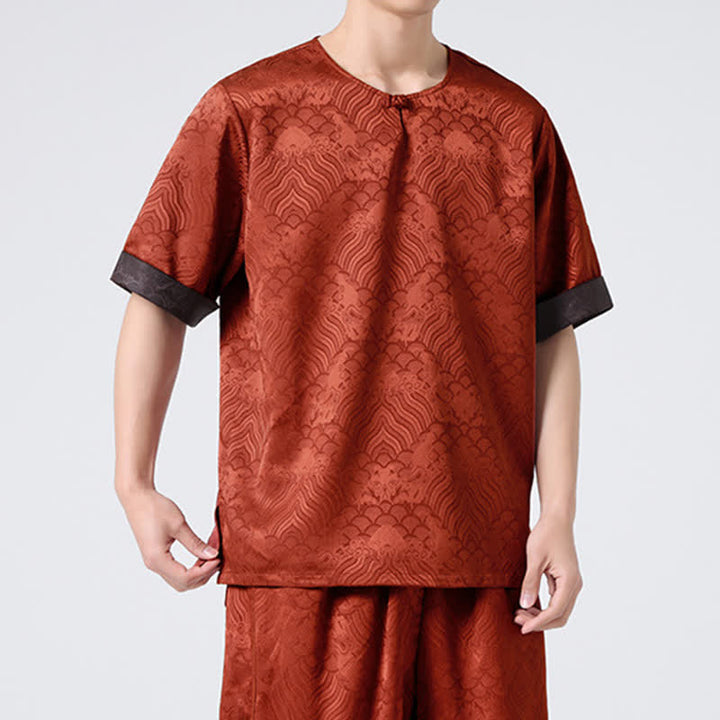 Buddha Stones T-shirt homme à manches courtes, motif nuageux rétro craquelé, estival - image 22