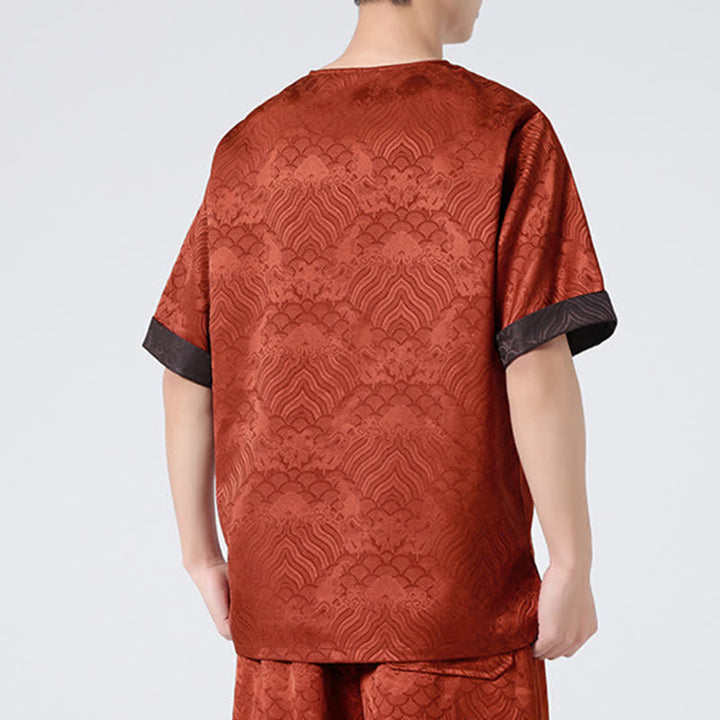 Buddha Stones T-shirt homme à manches courtes, motif nuageux rétro craquelé, estival - image 20