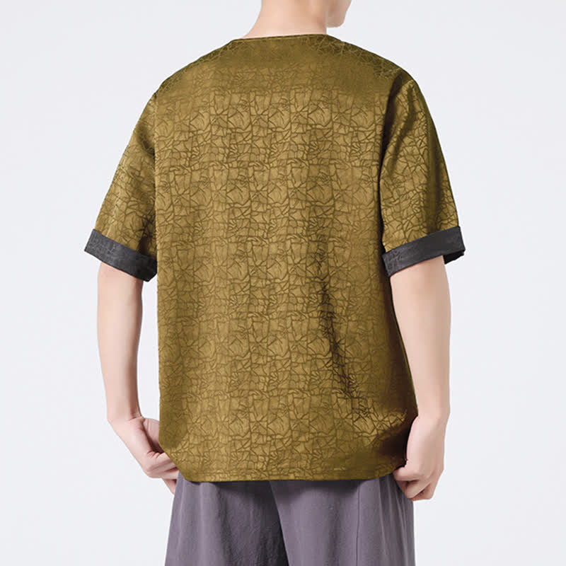 Buddha Stones T-shirt homme à manches courtes, motif nuageux rétro craquelé, estival - image 4