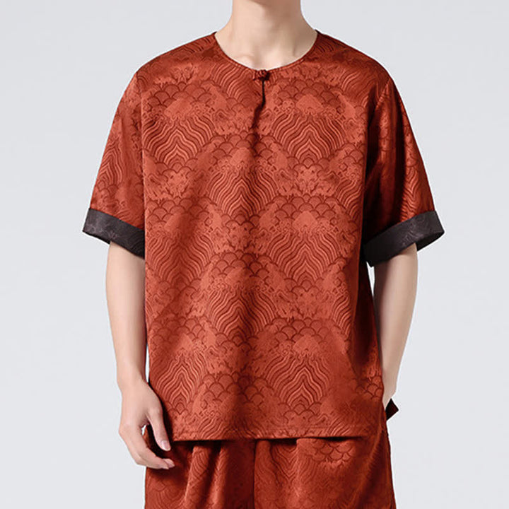 Buddha Stones T-shirt homme à manches courtes, motif nuageux rétro craquelé, estival - image 16