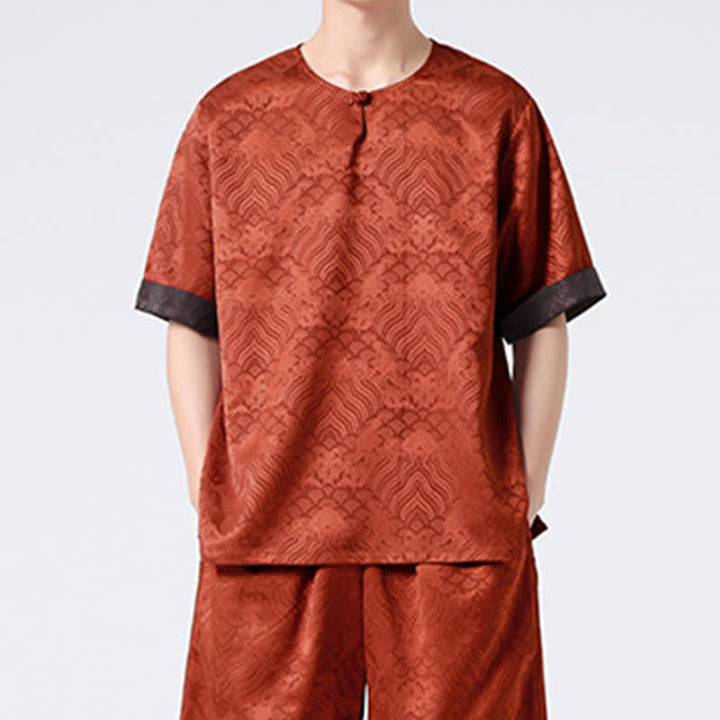 Buddha Stones T-shirt homme à manches courtes, motif nuageux rétro craquelé, estival - image 14
