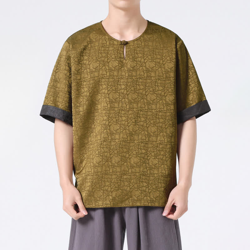 Buddha Stones T-shirt homme à manches courtes, motif nuageux rétro craquelé, estival - image 1