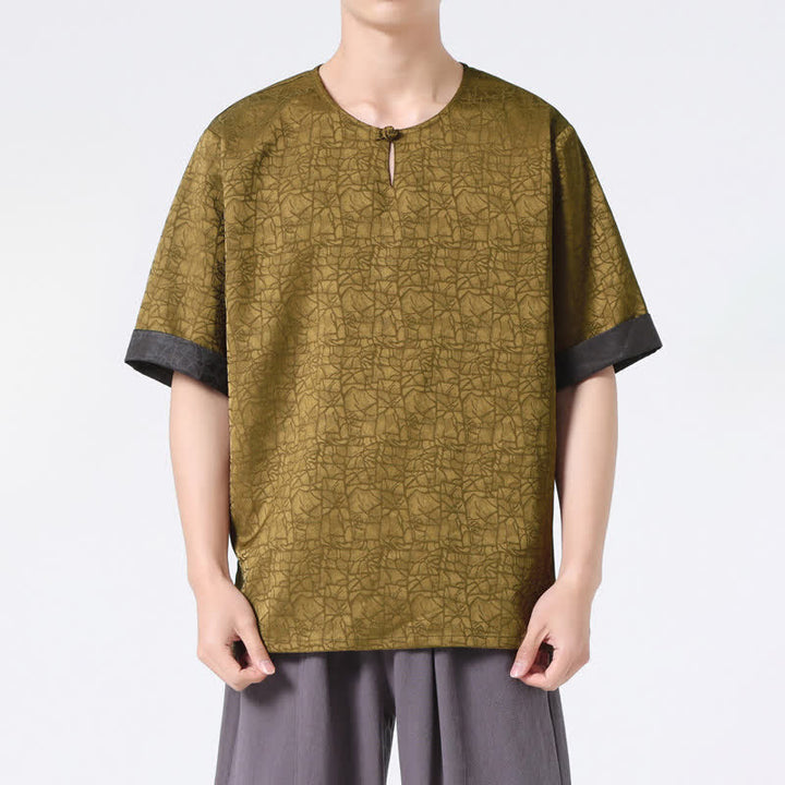 Buddha Stones T-shirt homme à manches courtes, motif nuageux rétro craquelé, estival - image 1