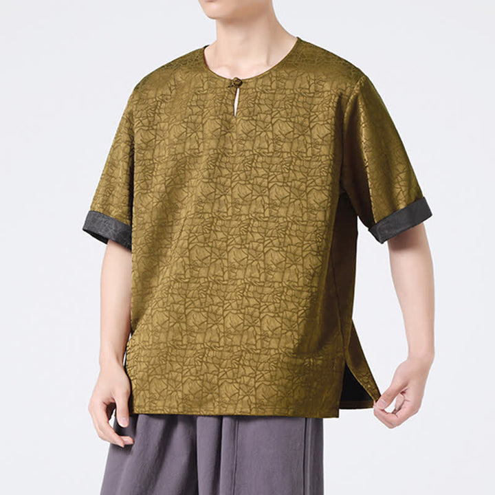 Buddha Stones T-shirt homme à manches courtes, motif nuageux rétro craquelé, estival - image 3