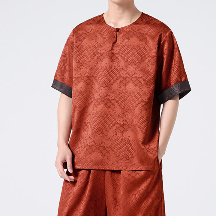 Buddha Stones T-shirt homme à manches courtes, motif nuageux rétro craquelé, estival - image 19