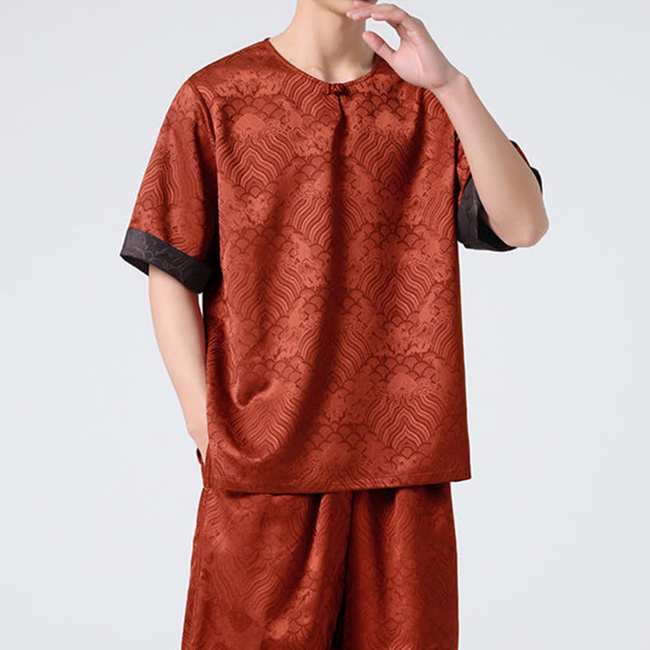 Buddha Stones T-shirt homme à manches courtes, motif nuageux rétro craquelé, estival - image 21