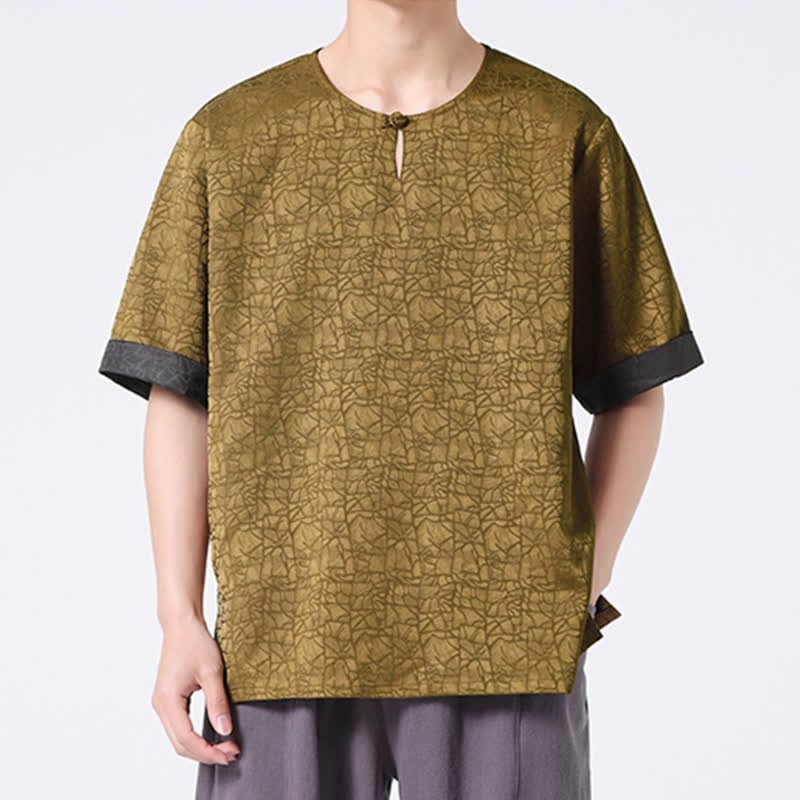 Buddha Stones T-shirt homme à manches courtes, motif nuageux rétro craquelé, estival - image 2