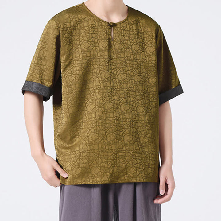 Buddha Stones T-shirt homme à manches courtes, motif nuageux rétro craquelé, estival - image 5