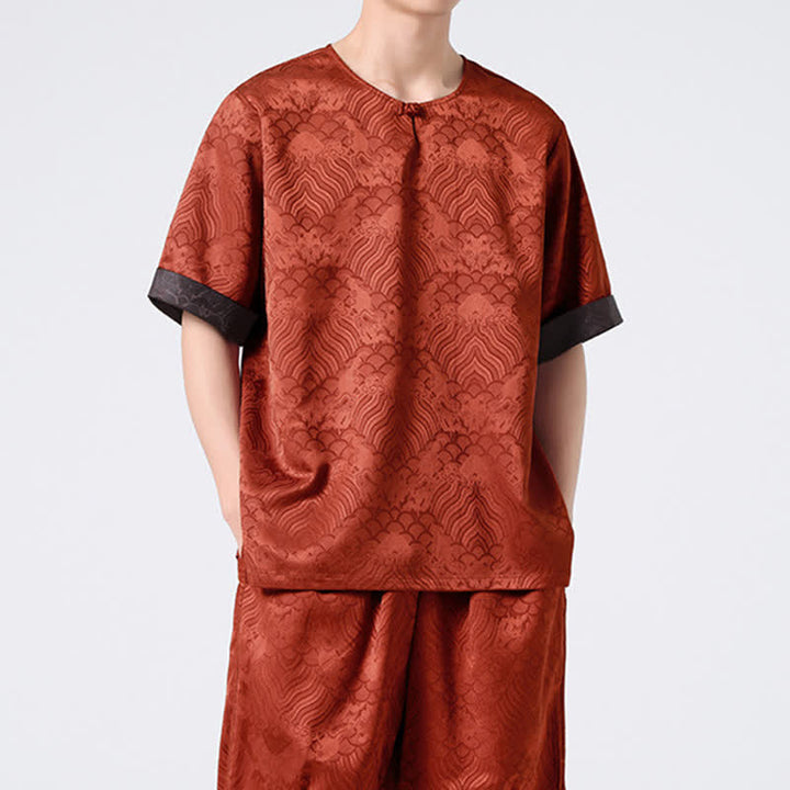 Buddha Stones T-shirt homme à manches courtes, motif nuageux rétro craquelé, estival - image 18