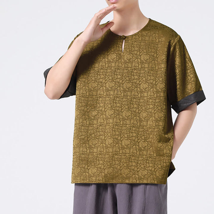 Buddha Stones T-shirt homme à manches courtes, motif nuageux rétro craquelé, estival - image 8