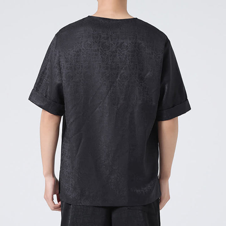 Buddha Stones T-shirt homme à manches courtes, motif nuageux rétro craquelé, estival - image 27