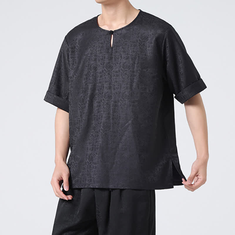 Buddha Stones T-shirt homme à manches courtes, motif nuageux rétro craquelé, estival - image 32
