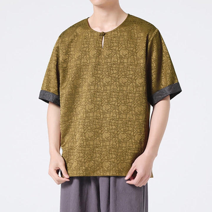 Buddha Stones T-shirt homme à manches courtes, motif nuageux rétro craquelé, estival - image 6