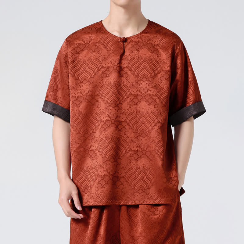 Buddha Stones T-shirt homme à manches courtes, motif nuageux rétro craquelé, estival - image 15