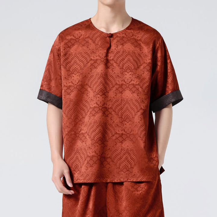 Buddha Stones T-shirt homme à manches courtes, motif nuageux rétro craquelé, estival - image 15