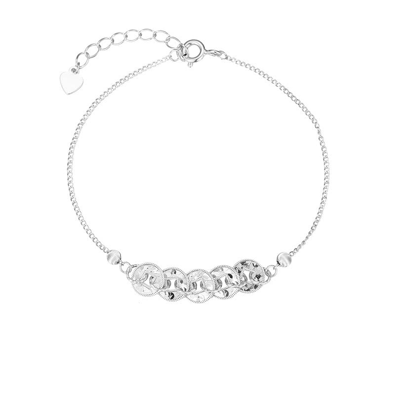 Buddha Stones Bague, bracelet, collier et pendentif de protection en argent sterling 925 orné des cinq pièces de l'empereur - Bracelet argenté (Tour de poignet : 14-18 cm) - image 11