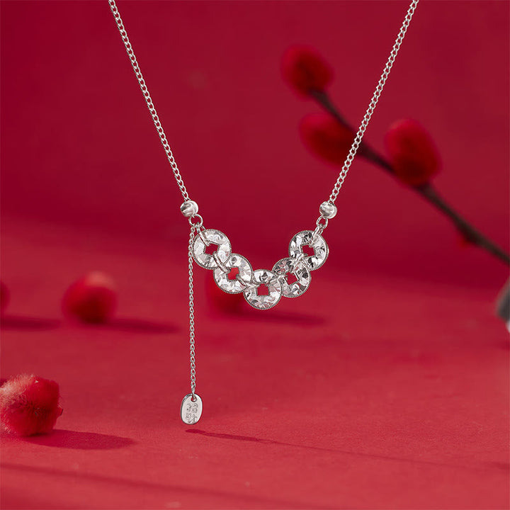 Buddha Stones Bague, bracelet, collier et pendentif de protection en argent sterling 925 orné des cinq pièces de l'empereur - Collier argenté - image 3