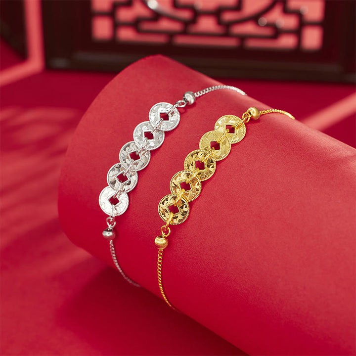 Buddha Stones Bague, bracelet, collier et pendentif de protection en argent sterling 925 orné des cinq pièces de l'empereur - image 12