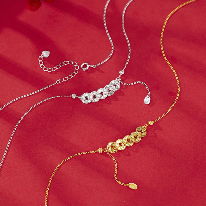 Buddha Stones Bague, bracelet, collier et pendentif de protection en argent sterling 925 orné des cinq pièces de l'empereur - image 7