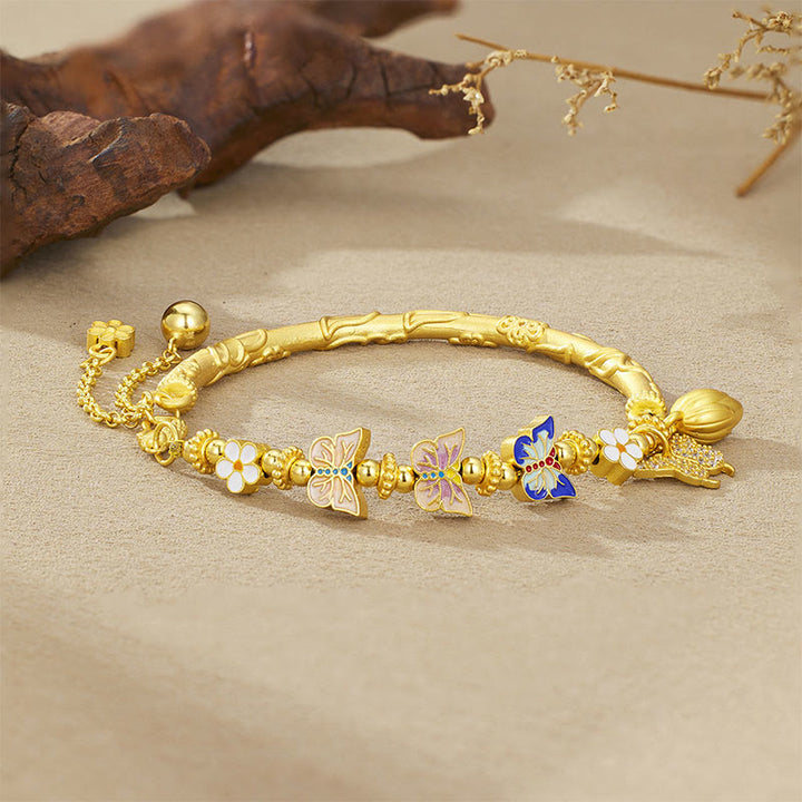 Buddha Stones Bracelet d'équilibre papillon et fleur en argent sterling 925 - image 2