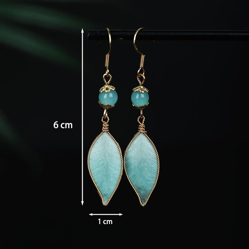 Buddha Stones Boucles d'oreilles pendantes de protection en argent plaqué cuivre et feuille de cyan, faites à la main - image 5