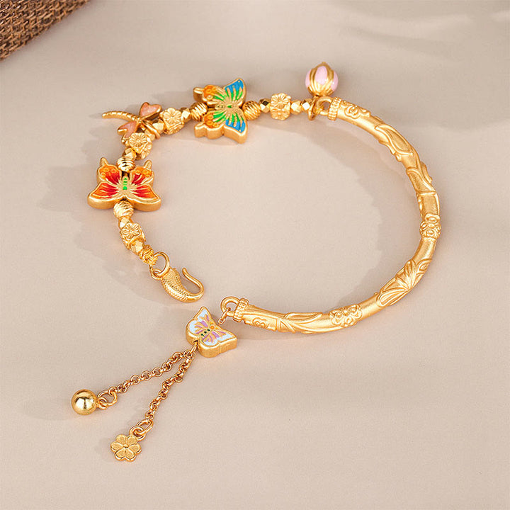 Buddha Stones Bracelet de protection en argent sterling 925 avec papillon et fleur - image 1