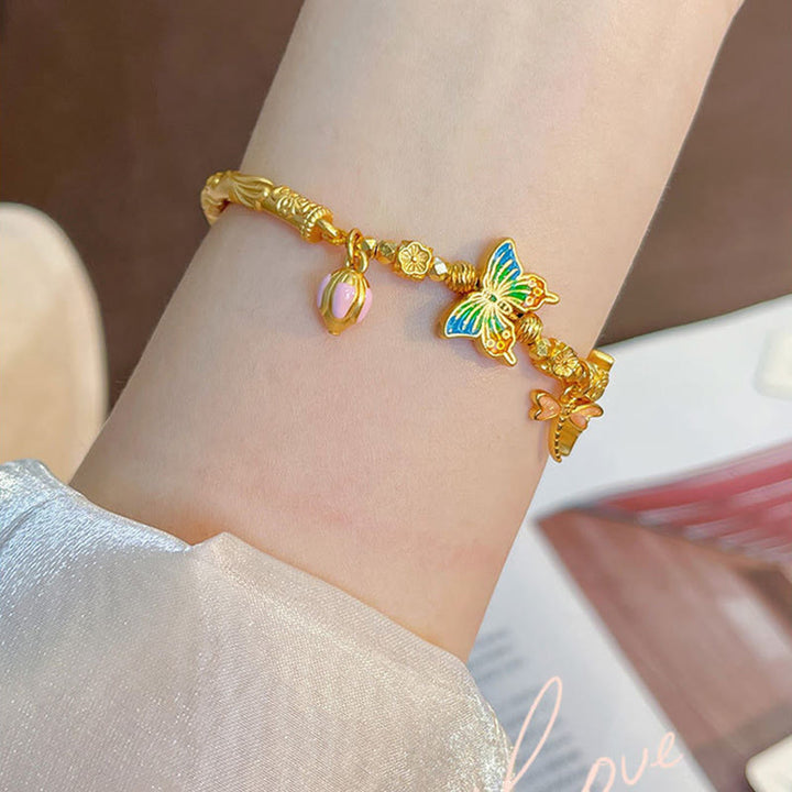 Buddha Stones Bracelet de protection en argent sterling 925 avec papillon et fleur - image 4