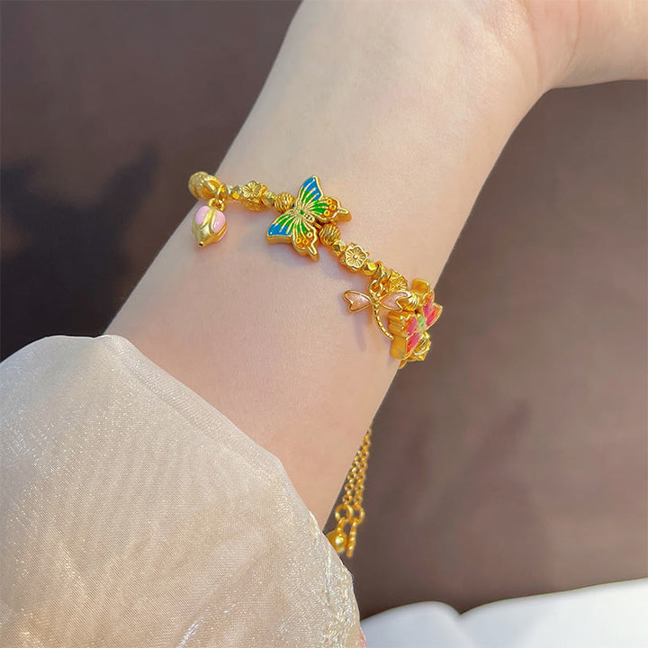 Buddha Stones Bracelet de protection en argent sterling 925 avec papillon et fleur - image 3