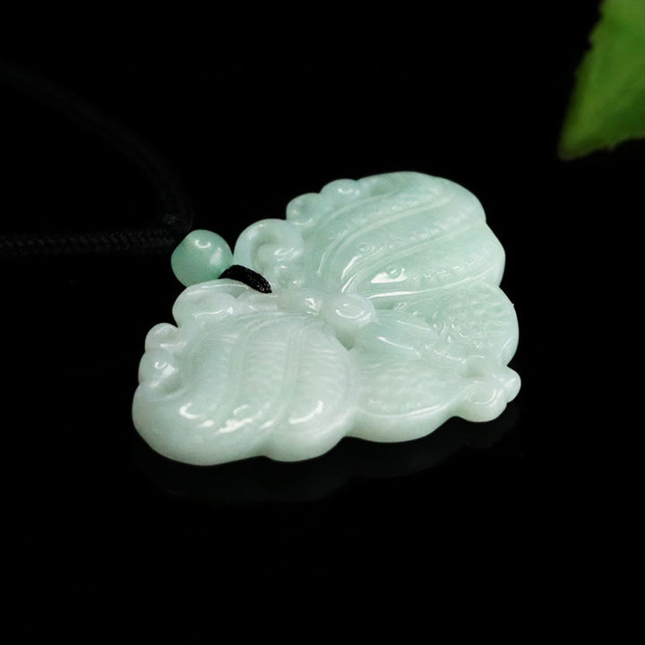 Buddha Stones Collier pendentif papillon de jade, symbole de prospérité - image 4