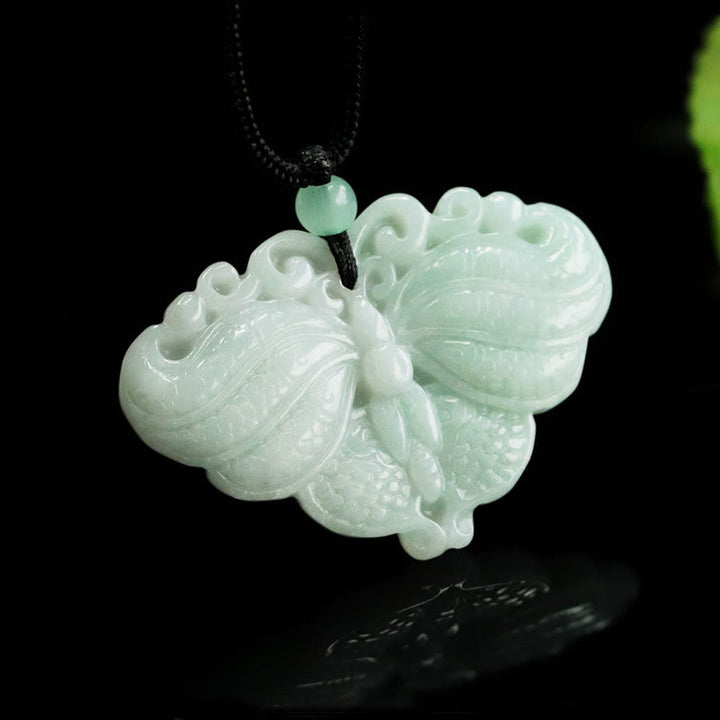 Buddha Stones Collier pendentif papillon de jade, symbole de prospérité - image 3