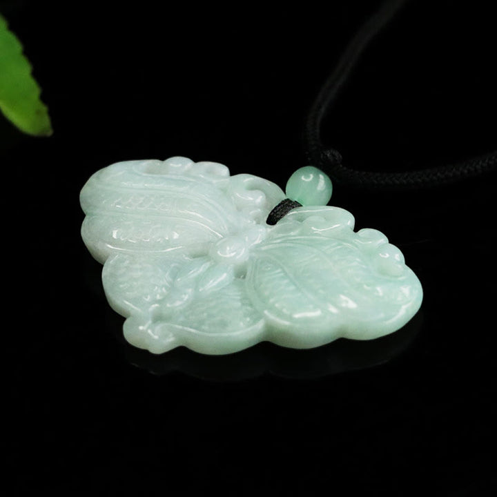 Buddha Stones Collier pendentif papillon de jade, symbole de prospérité - image 2