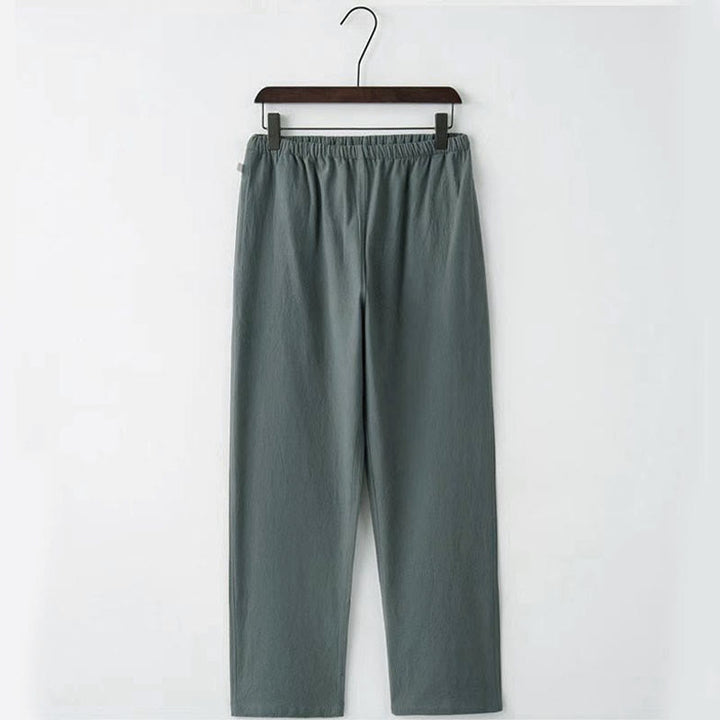 Ensemble pour homme 2 pièces Buddha Stones Tang : chemise à manches longues et pantalon, uniforme traditionnel à boutons griffés. - image 9