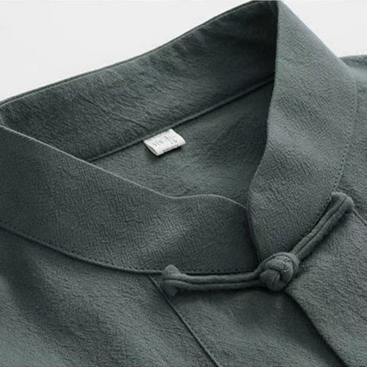 Ensemble pour homme 2 pièces Buddha Stones Tang : chemise à manches longues et pantalon, uniforme traditionnel à boutons griffés. - image 7
